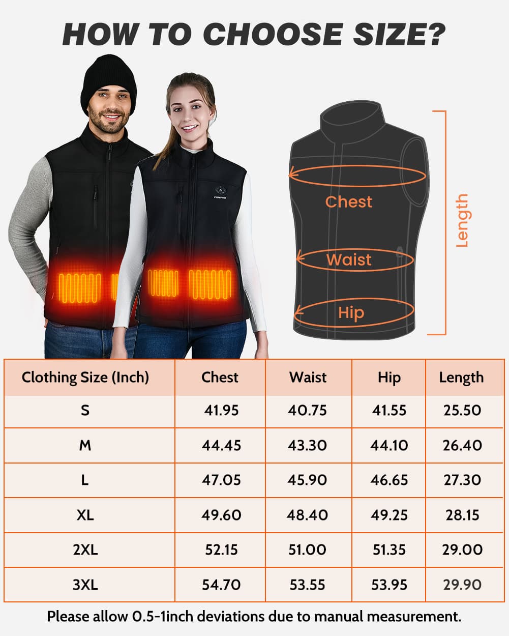 FUNPRO Composite Heated Vest for Men Women, Windproof Electric Heating Vest, Softshell Sleeveless Sports Jacket, Battery Not Included