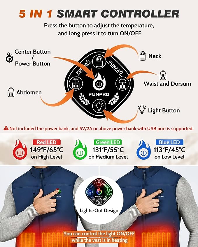 FUNPRO Men's Composite Heated Vest(Without battery)