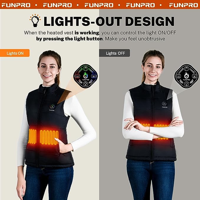 Funpro women's nylon heated vest (without battery)