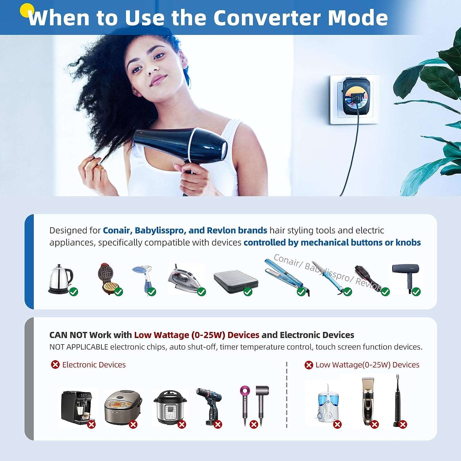 Funpro Black Travel Power Converter Adapter Combo 2000W Voltage Converter