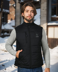FUNPRO Nylon Heated Vest For Men Women, Smart heated Jacket, 5 in 1 Smart Controller, Lights-out Design, Battery Pack Included Black